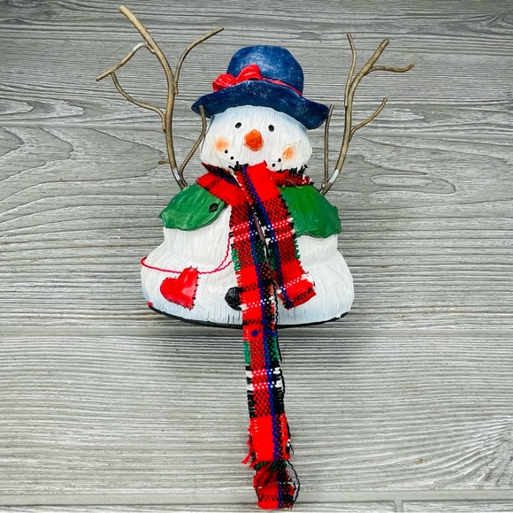 Two snowmen stocking holders fireplace shelf decor Christmas stocking hooks - Picture 7 of 7